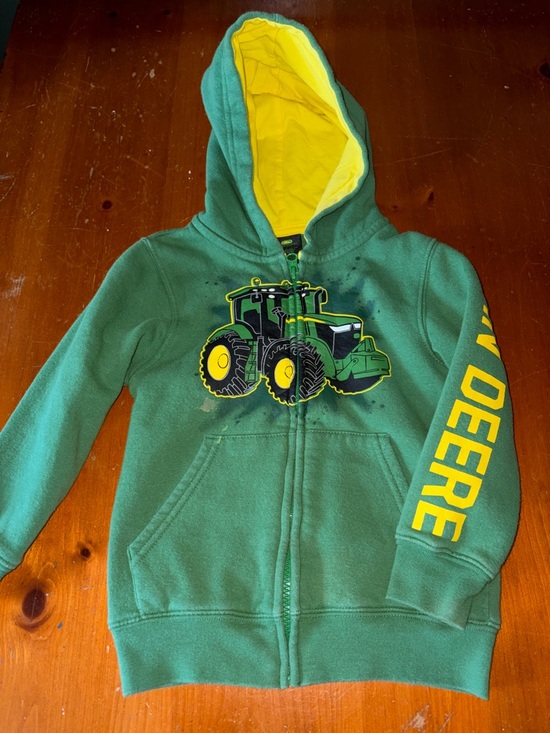 John Deere Other - John Deere Green & Yellow Tractor Zip Hoodie for Kids Size 4